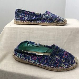 Soludos espadrilles garden print blue size 1